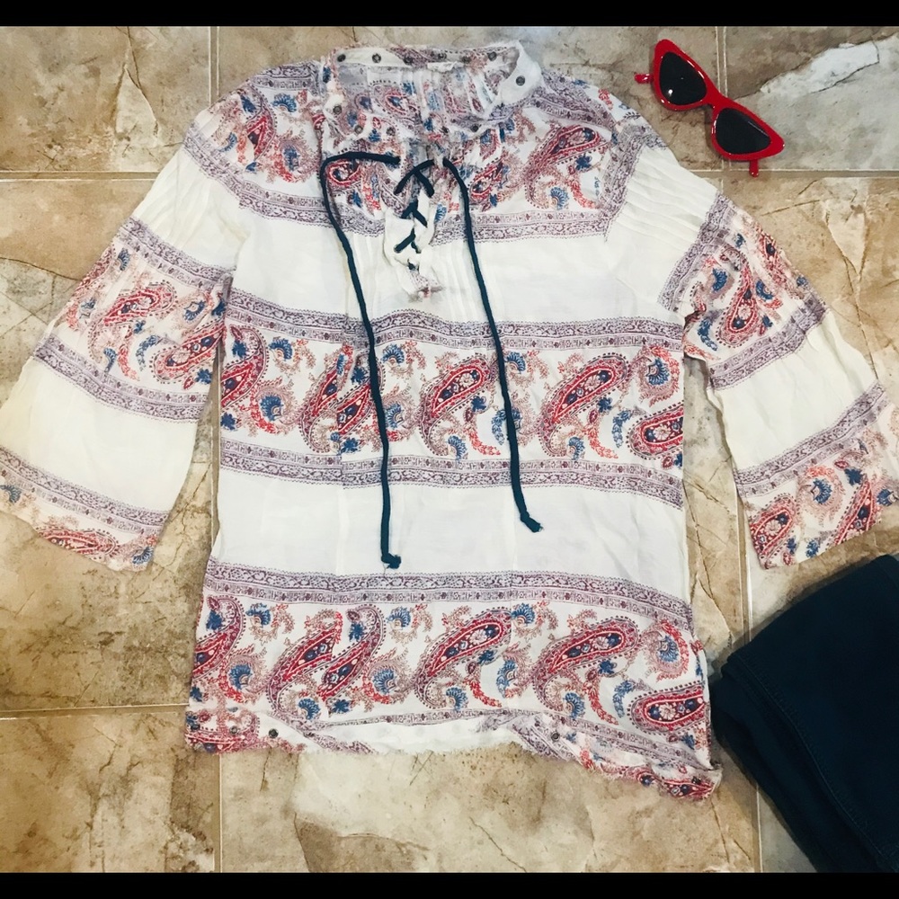 En Creme flowy shirt-Red,Blue,Maroon,Cream colors